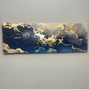 Abstract Blue and Gold Canvas Art